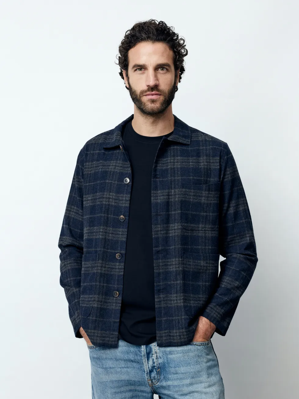 LORENZO - Langarm Herren Overshirt, gewebt